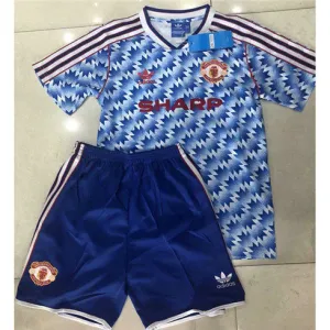 Maglia retro per bambini di Manchester United 1990 - 92 di trasferta - Azzurra