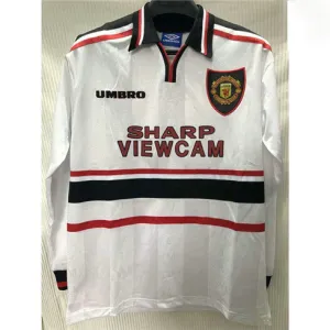 Maglia retro a maniche lunghe di trasferta di Manchester United 1998 - Bianca