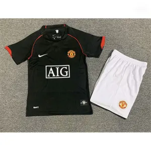 Maglia retro per bambini di Manchester United 2007/08 di trasferta - Nera