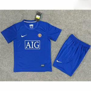 Maglia retro per bambini di Manchester United 2008/09 di trasferta - Azzurra