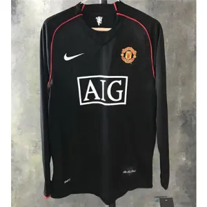 Maglia retro terza a maniche lunghe di Manchester United 2007/08 - Nera