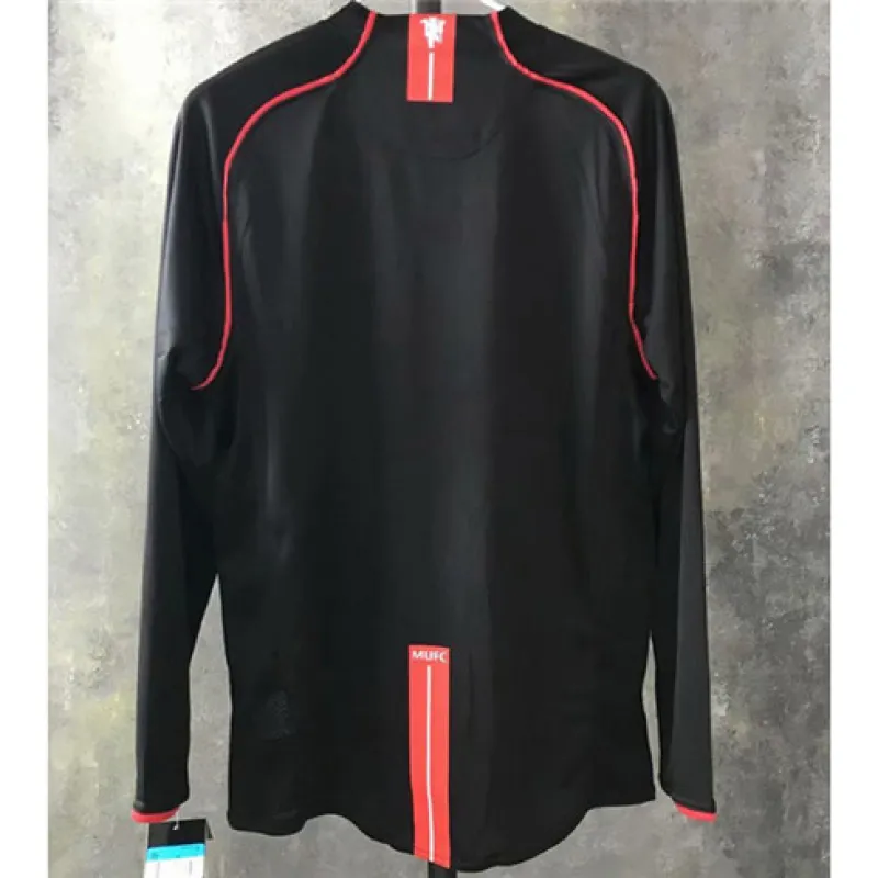 Maglia retro terza a maniche lunghe di Manchester United 2007/08 - Nera