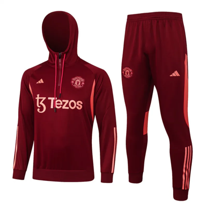 Manchester United Kids' Hooded Sports Suit 2024/25 Wine Red