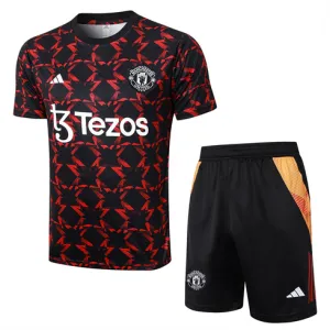 Maglia di allenamento + Shorts di Manchester United 2024/25 Nero/Rosso