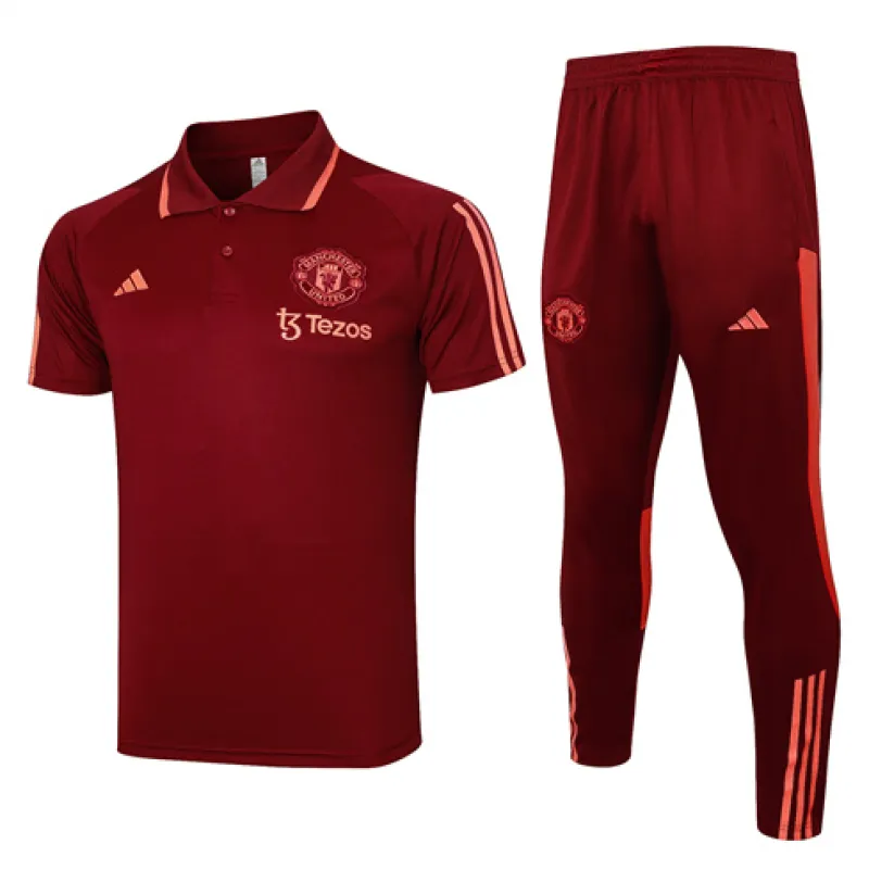 Maglia Polo di allenamento + Pantaloni di Manchester United 2024/25 Rosso