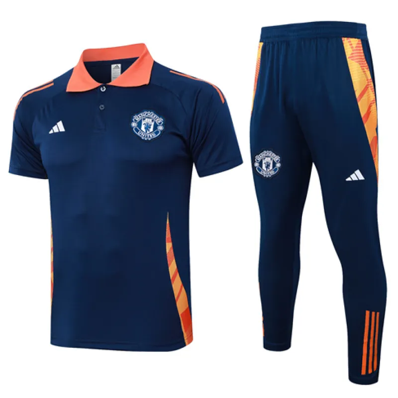 Chemise Polo de formation + Pantalons de Manchester United 2024/25 Bleu