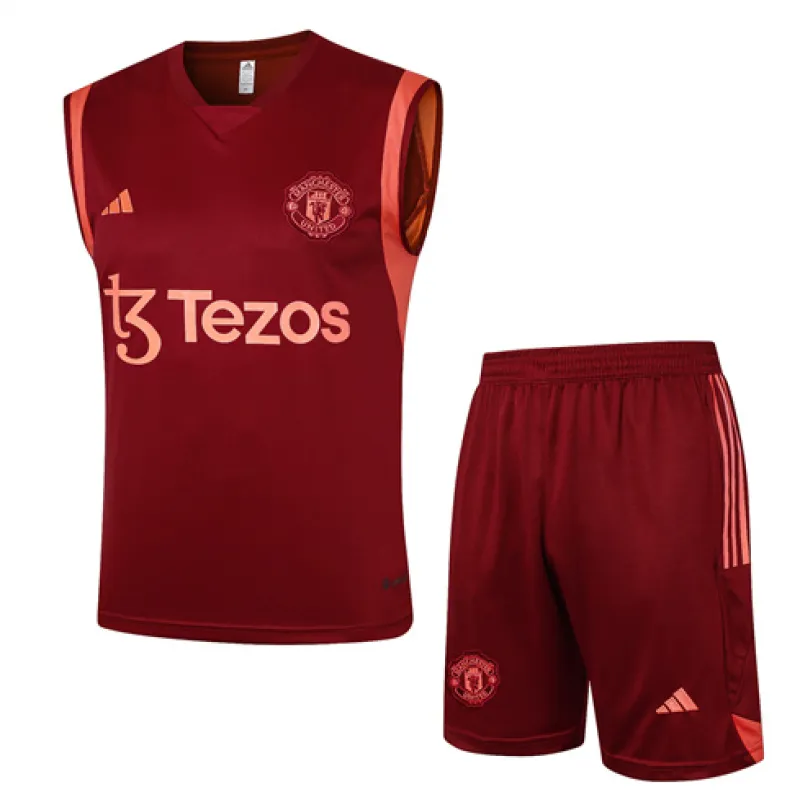 Set de pantalones cortos y chaleco de Manchester United 2024/25 Rojo vino​