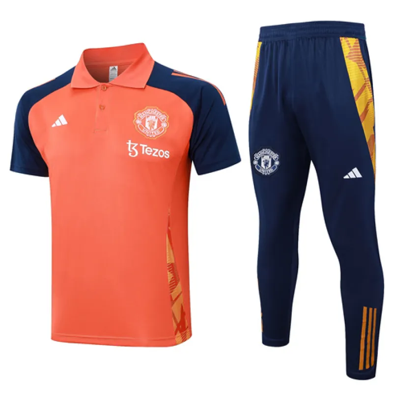 Maglia Polo di allenamento + Pantaloni di Manchester United 2024/25 Arancione