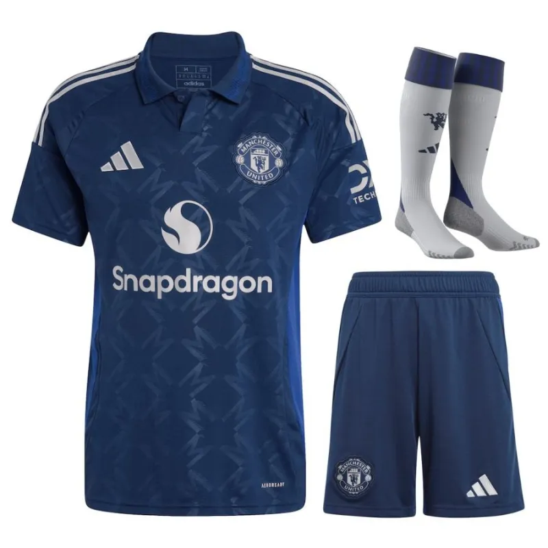 Conjunto de camiseta para niños de fuera de casa de Manchester United 2024/25 - Azul