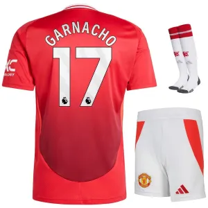 Set di maglia per bambini di casa di Manchester United con Garnacho 2024/25 - Rosso