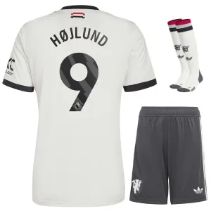 Set di terza maglia per bambini di Manchester United con Højlund 2024/25 - Bianco