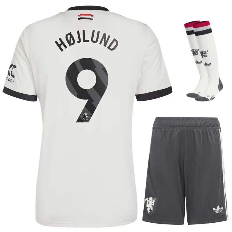 Set di terza maglia per bambini di Manchester United con Højlund 2024/25 - Bianco