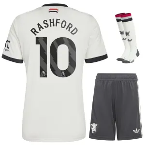 Set di terza maglia per bambini di Manchester United con Rashford 2024/25 - Bianco