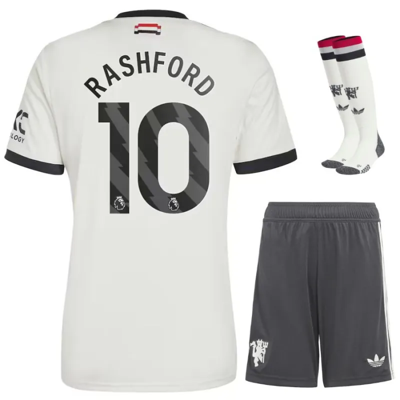 Rashford Manchester United 2024/25 Kids' Third Jersey Set - White