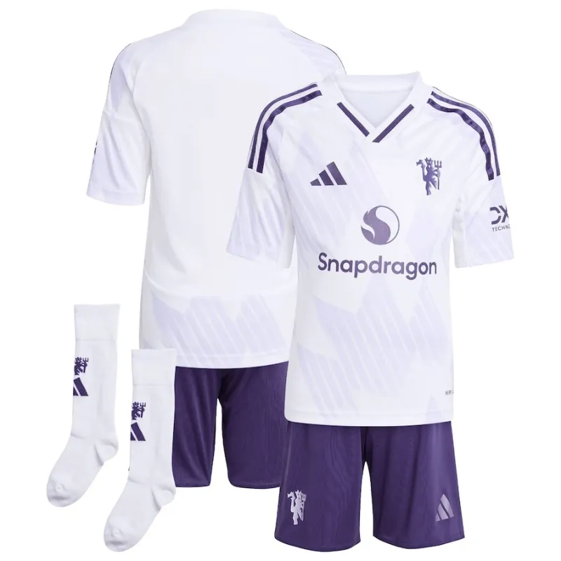 Manchester United 2025/26 Kinder-Auswärts-Trikot-Set - Weiß
