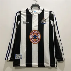 Camiseta retró de casa de manga larga de Newcastle United 1995-97 - Negro/Blanco