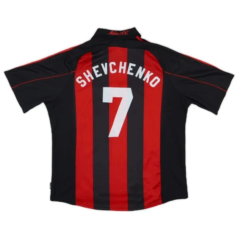 AC Milan SHEVCHENKO 2000 2002 Retro Home Jersey - Red/Black