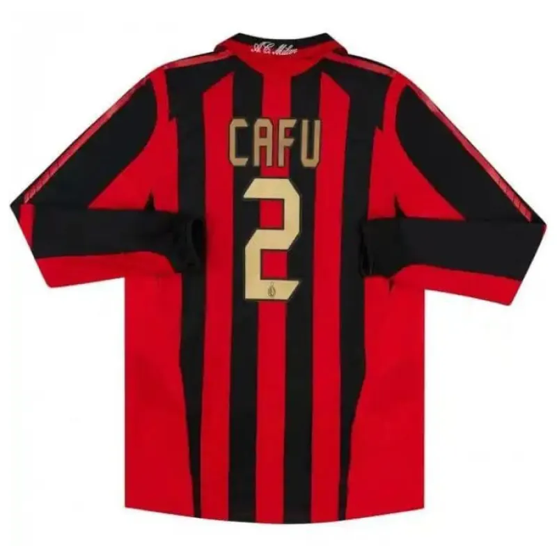 AC Milan CAFU 2005/06 Retro Long-Sleeve Home Jersey - Red/Black