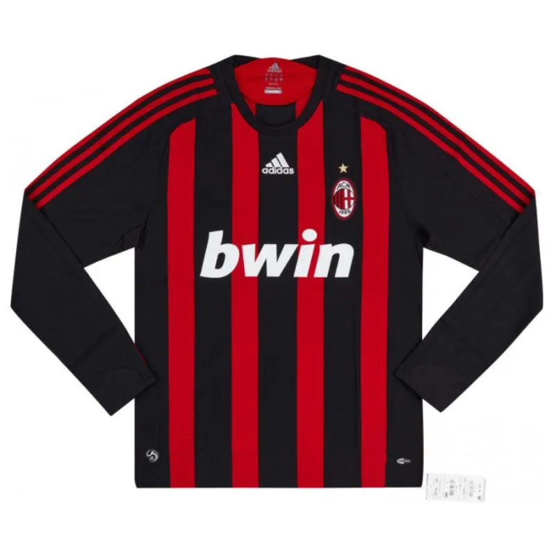 AC Milan 2008/09 Maglia casalinga retrò a maniche lunghe - Rossa/Nera