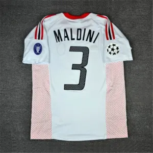 Paolo Maldini's AC Milan 2002/03 Away Retro Jersey - White, Number 3