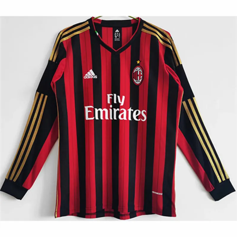 AC Milan 2013/14 Home Long - Sleeve Retro Jersey - Red
