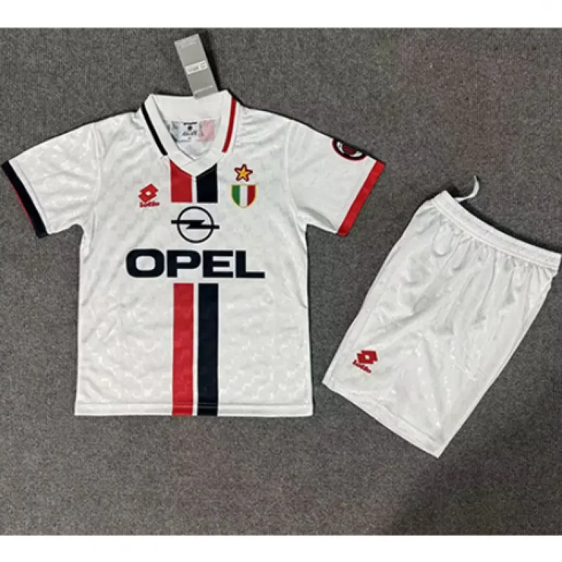 Maillot rétro d'extérieur pour enfants de l'AC Milan 1996/97 - Blanc