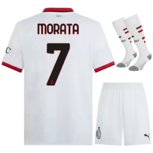 Morata's AC Milan 2024/25 Away Kids Jersey Set - White