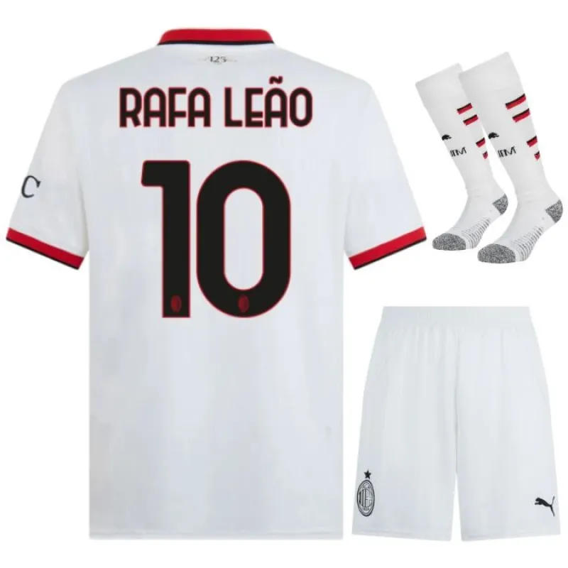Rafael Leao's AC Milan 2024/25 Away Kids Jersey Set - White
