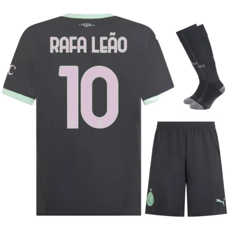 El tercer conjunto de camiseta infantil de AC Milan 2024/25 de Rafael Leao - Gris antracita
