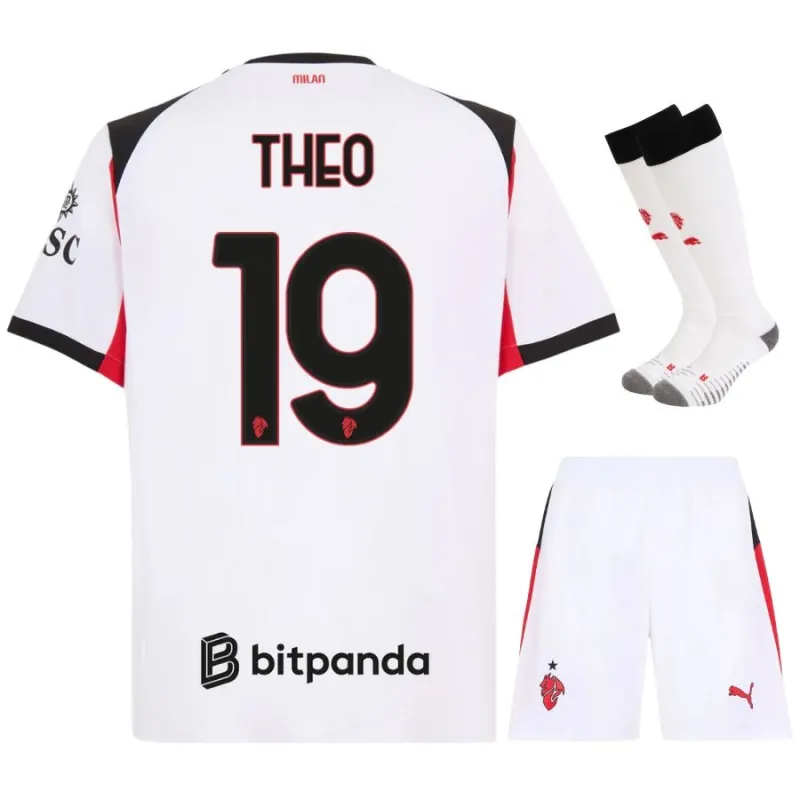 Ensemble de maillot enfant à l'extérieur de Theo de l'AC Milan 2025/26 - Blanc