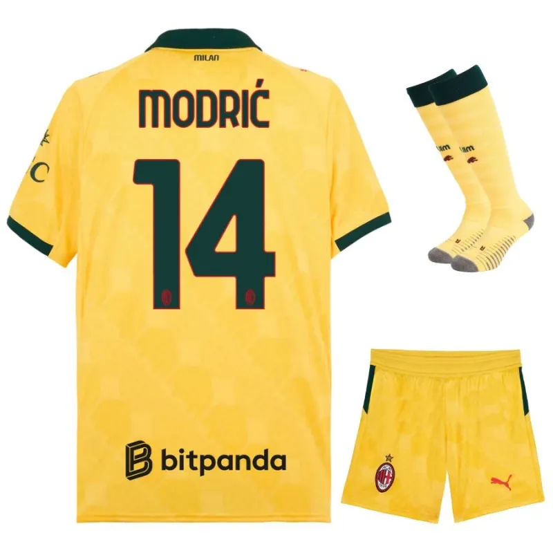 AC Milan MODRIC 2025/26 Third Kids' Jersey Set - Yellow