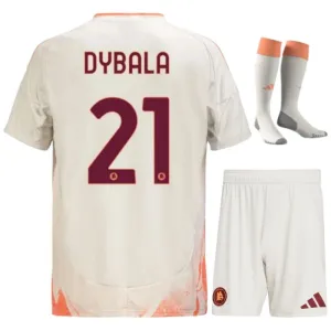 Dybala, insieme di maglie per bambini di trasferta dell'AS Roma 2024/25 - Bianca