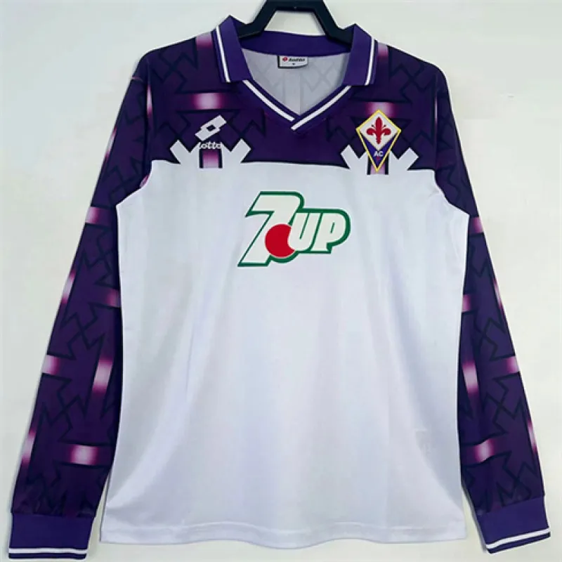 Fiorentina 1992-93 Auswärtstrichot Retro Langarm - Weiß