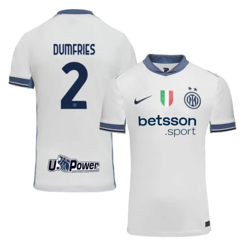 La maglia di trasferta 2024/25 dell'Inter Milan di Denzel Dumfries - Bianca