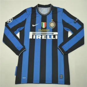 Maglia a maniche lunghe retro della finale della Champions League UEFA 2010 dell'Inter Milan - blu