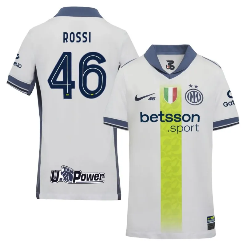 Valentino Rossi, Camisa Visitante Especial VR46 Infantil Inter de Milán 2024/25 - Blanca