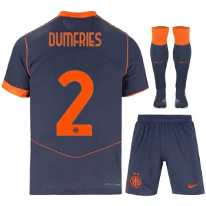 Inter Mailand DUMFRIES 2025/26 Kinder Drittes Kit Trikot mit Shorts - Blau