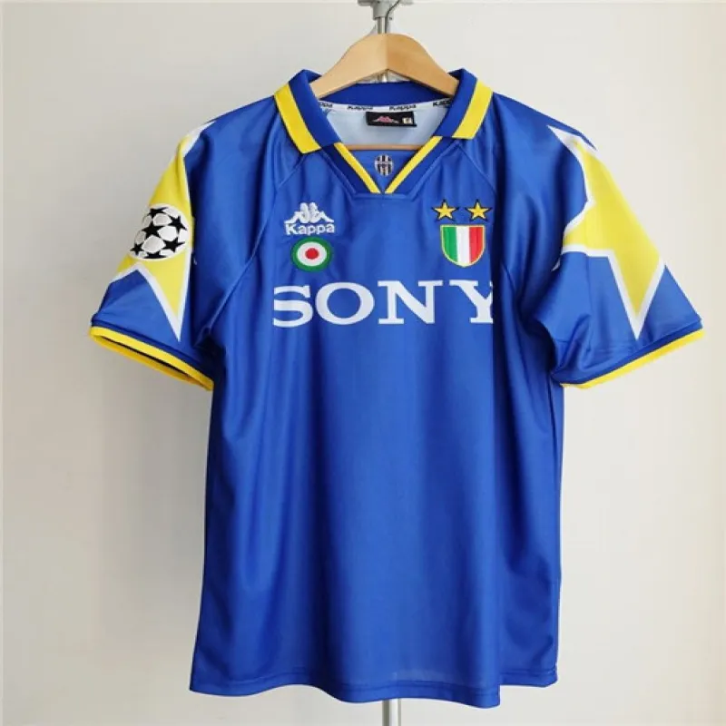 Maglia retro di trasferta della Champions League UEFA della Juventus 1995/96 - Azzurro