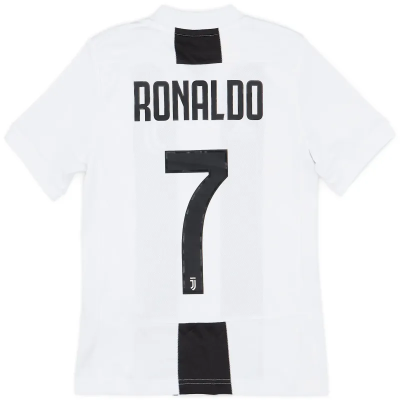 Maillot rétro domicile n°7 de Juventus de Cristiano Ronaldo 2018/19 - Blanc