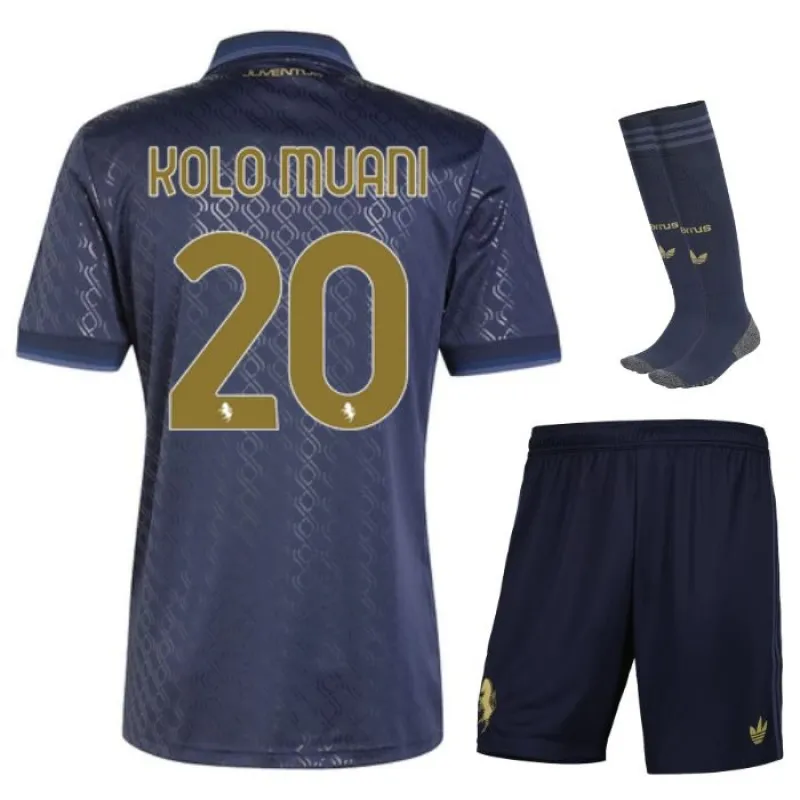 Insieme di maglia per bambini terza di Juventus 2024/25 di Kolo Muani - Blu marina