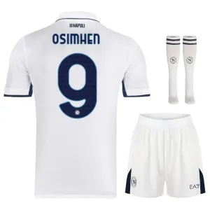 Osimhen's Napoli 2024/25 Away Kids' Jersey Set - White