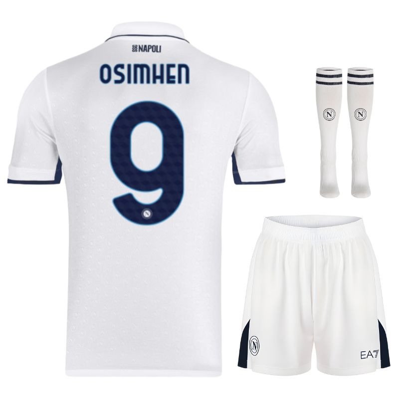 Juego de camisetas para niños de campo de fuera de Napoli 2024/25 de Osimhen - Blanca
