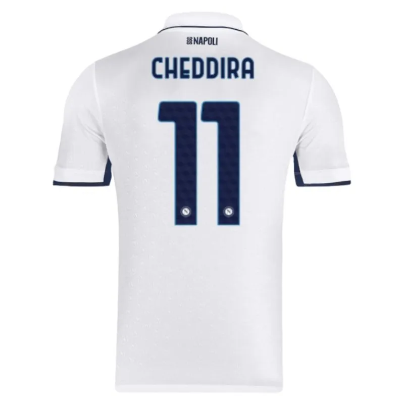 Set di maglie per bambini di fuori campo di Napoli 2024/25 di Cheddira - Bianca
