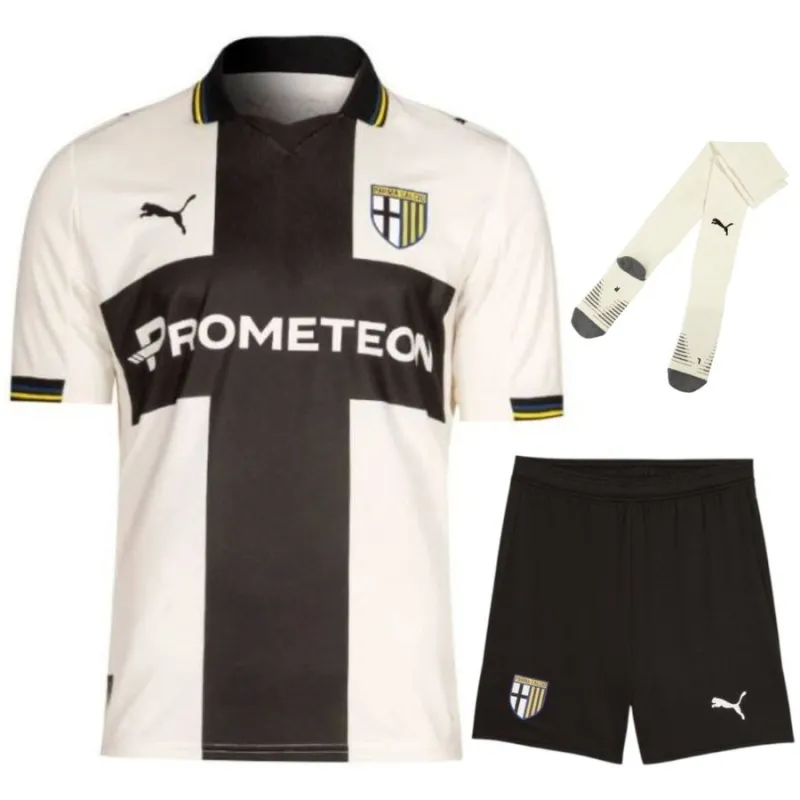 Conjunto Camiseta Local Infantil del Parma 2025/26 - Blanco/Negro