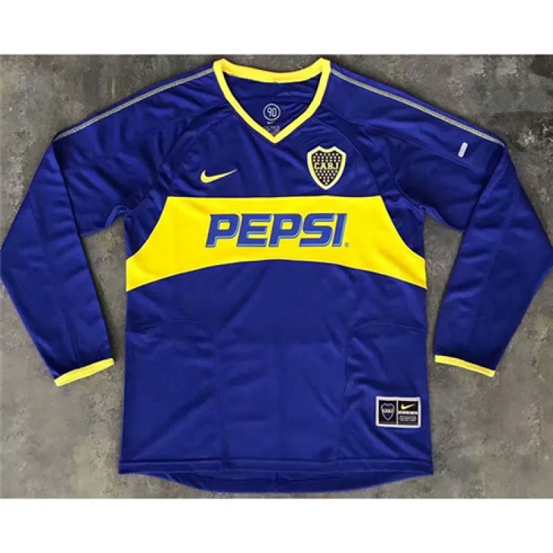 Boca Juniors 2003/04 Retro Home Long-sleeved Jersey - Blue
