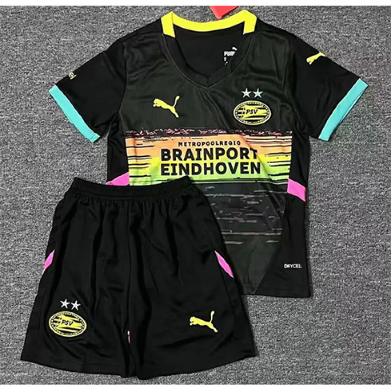 PSV Eindhoven 2024/25 Auswärtstrickot für Kinder - Schwarz