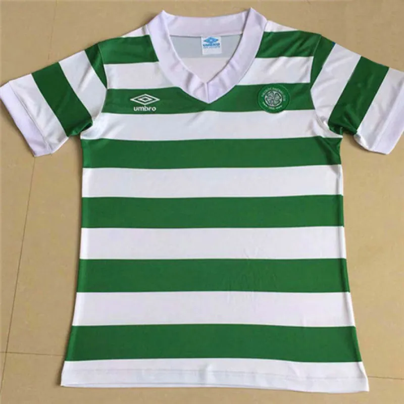 Camisa retro de casa de Celtic en 1980 - Blanca/Verde
