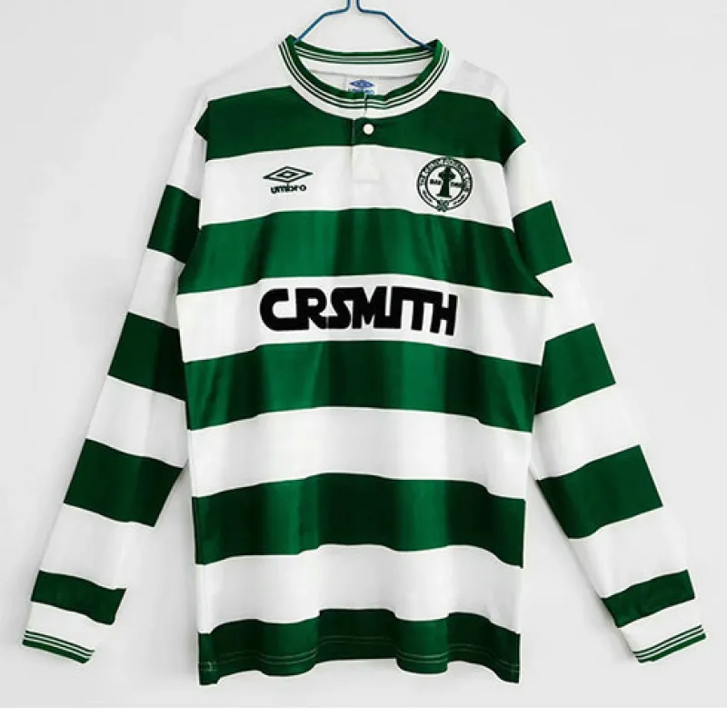 Maillot retro long-sleeved domicile de Celtic 1987/88 - Blanc/Vert
