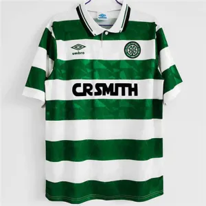 Maglia retro a maniche lunghe di casa di Celtic 1989-91 - Bianca/Verde