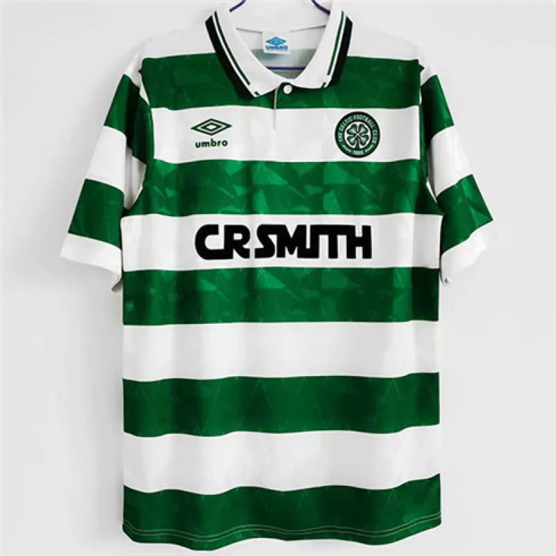 Maglia retro a maniche lunghe di casa di Celtic 1989-91 - Bianca/Verde
